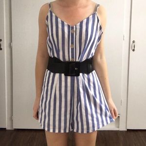 Size S blue and white romper, SHEIN